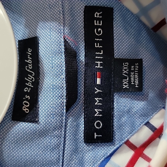 Tommy Hilfiger XXL men's button-down shirt 80s 2ply red,white and blue pocket - Picture 3 of 11